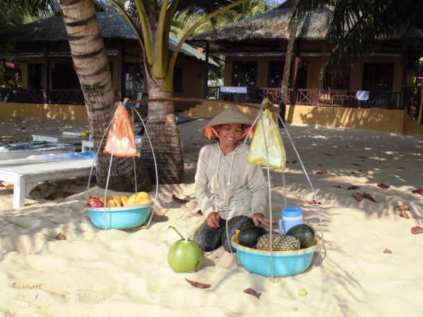 A fruit seller on the beach in Phu Quoc.